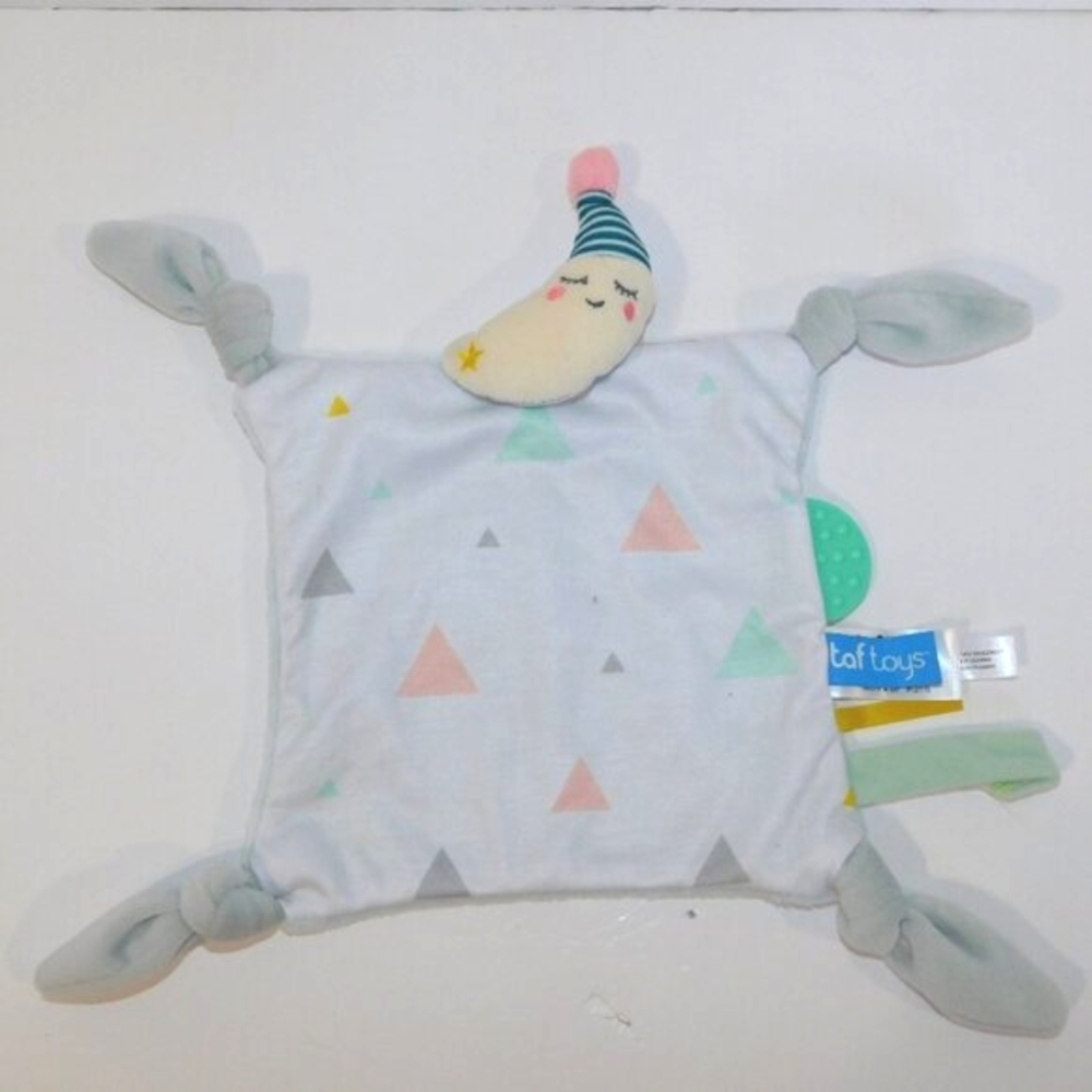 Taf Toys White Sleeping Crescent Moon Security blanket Baby Lovey nunu Soother